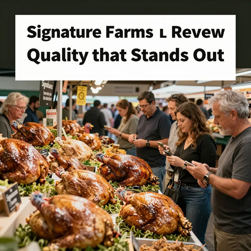 Signature Farms turkeys thrive in a natural and sustainable environment, highlighting their premium quality.