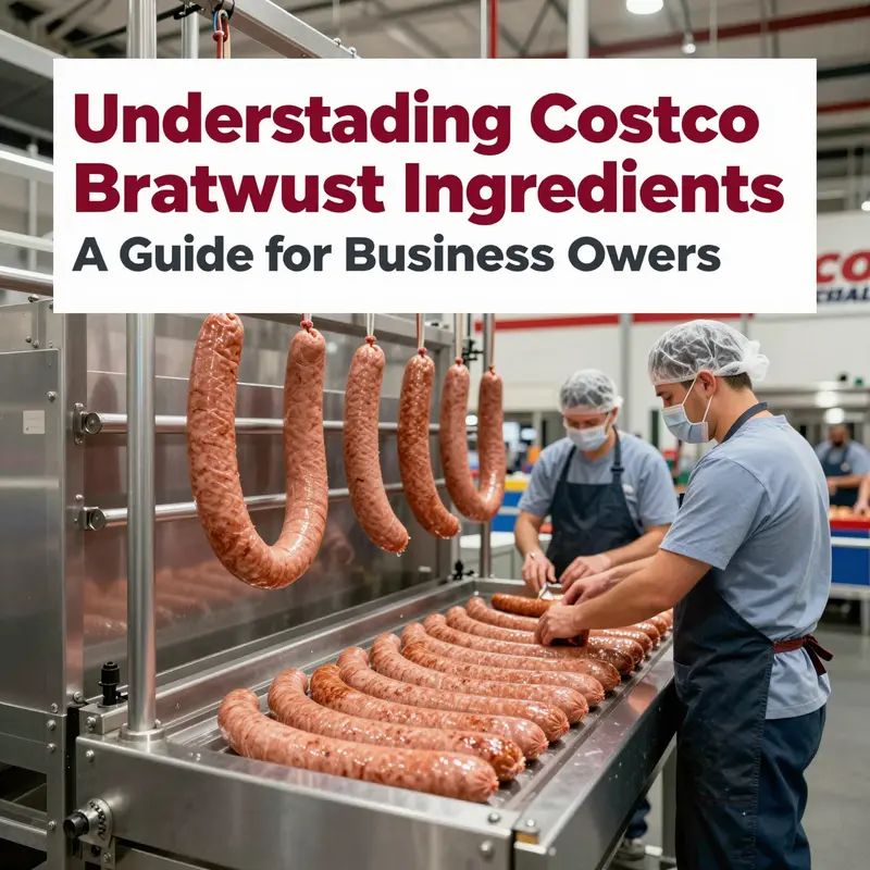 A close-up of Kirkland Signature Bratwurst revealing its composition of finely ground pork and assorted spices.