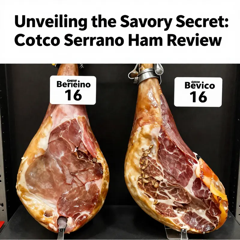 Sliced Serrano ham, showcasing its rich texture and inviting colors on a rustic cutting board.