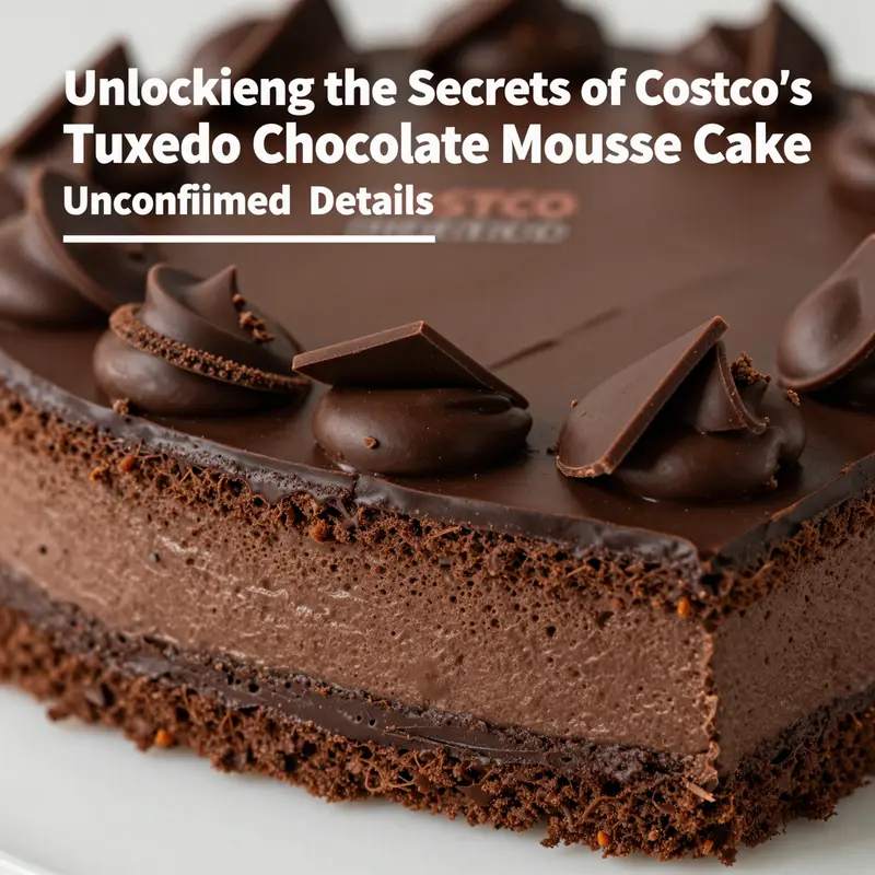 Close-up of Costco’s Tuxedo Chocolate Mousse Cake showcasing its rich texture and layered design.