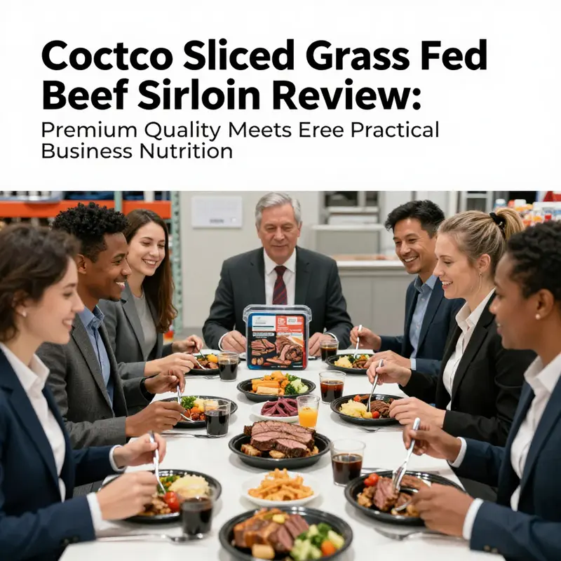 Close-up of Costco’s sliced grass-fed beef sirloin highlighting its premium quality and rich flavor.