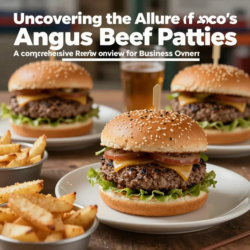 A feast of Angus Beef Burgers surrounded by sides, visually representing Costco's offerings.