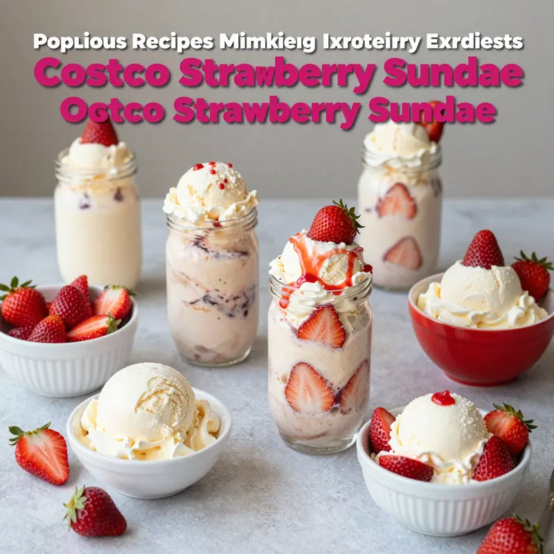 Fresh strawberries and creamy vanilla ice cream are the stars of the Costco Strawberry Sundae.