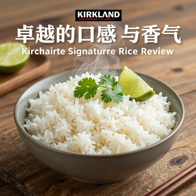 A beautifully plated bowl of Kirkland Signature Jasmine Rice, showcasing its fluffy texture and aromatic qualities.