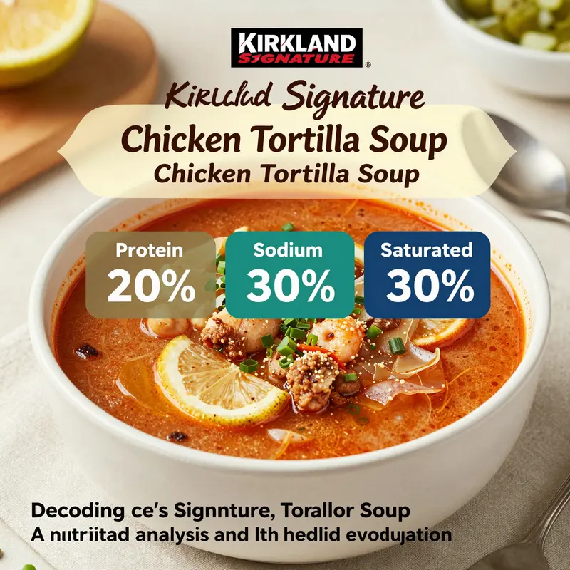 Kirkland Signature Chicken Tortilla Soup served hot with complementary toppings, showcasing its appeal.