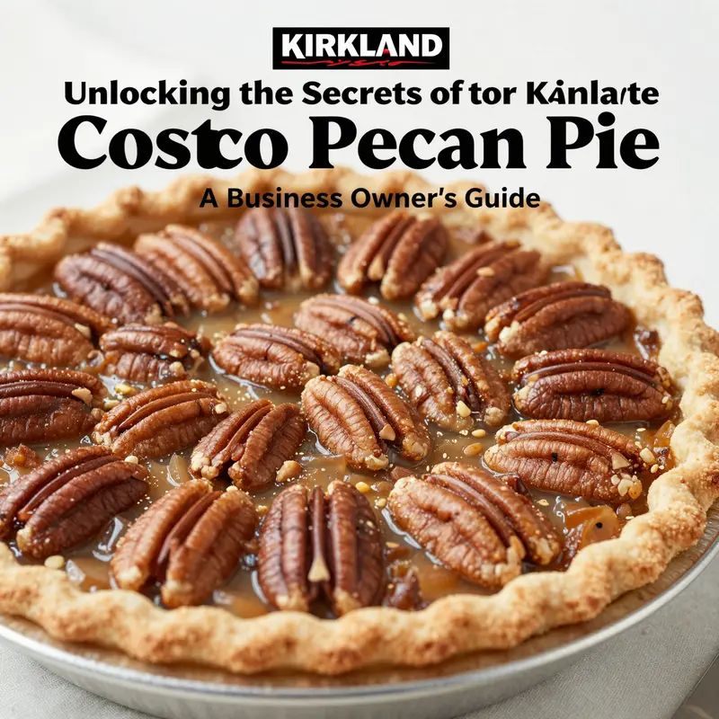 An enticing close-up of Kirkland’s Pecan Pie highlighting its appealing texture and ingredients.