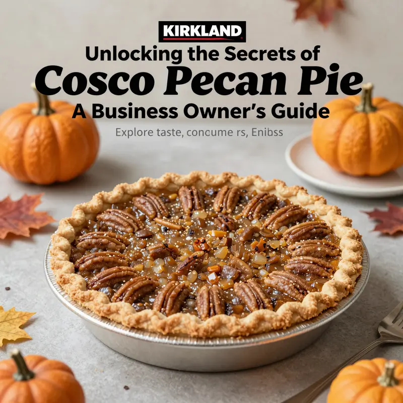 Decorated Kirkland Costco Pecan Pie featured on a festive table setting.