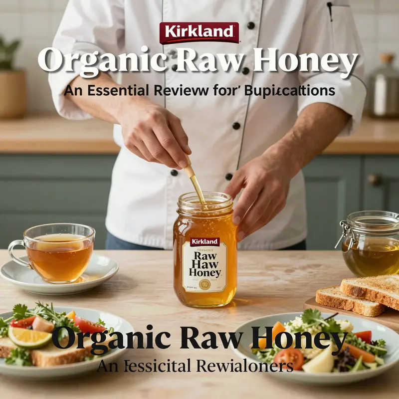 Kirkland Organic Raw Honey exhibits a rich, unprocessed texture, emphasizing its natural qualities.