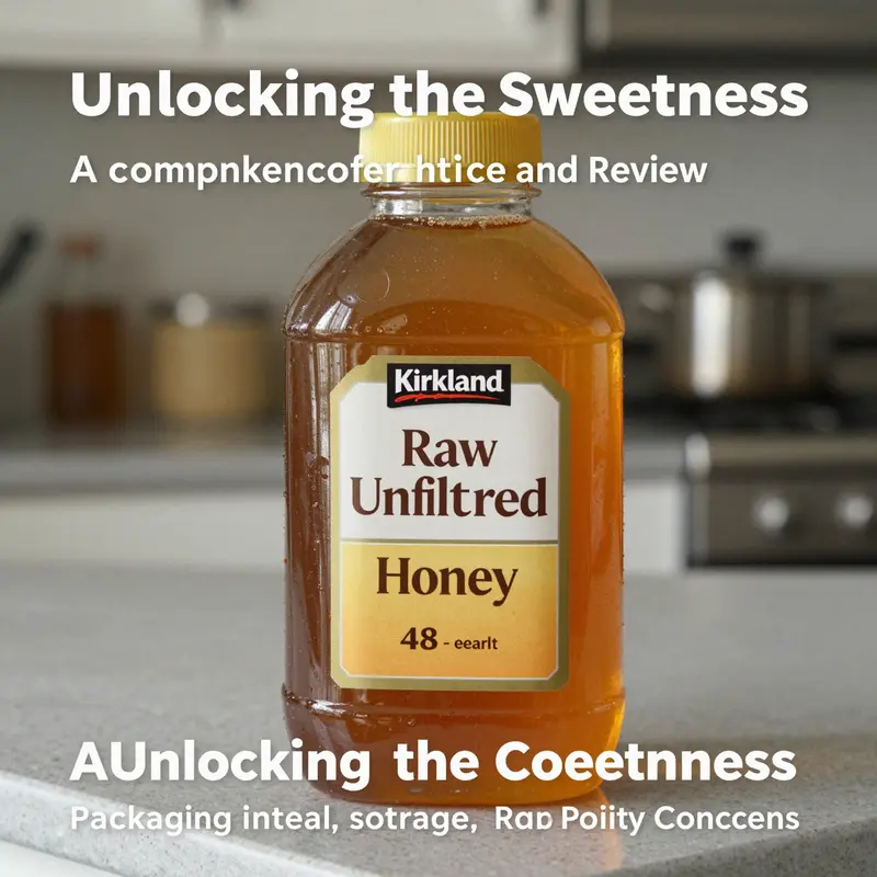 Examining the quality and natural composition of Kirkland Raw Unfiltered Honey.