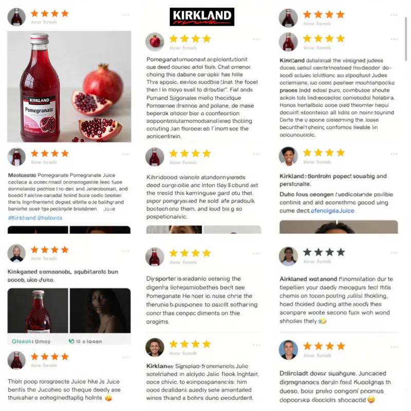 The nutritional highlights of Kirkland Pomegranate Juice, focusing on its calorie and sugar content.