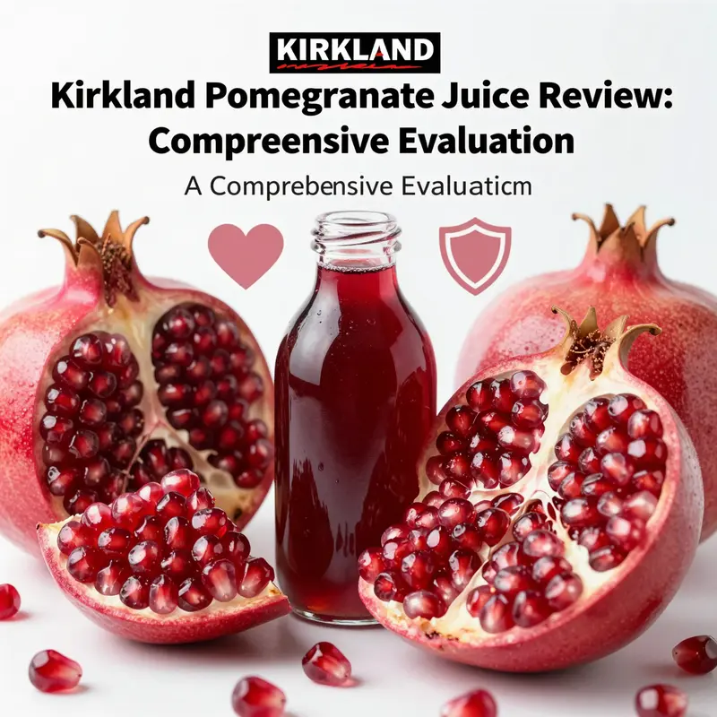 The nutritional highlights of Kirkland Pomegranate Juice, focusing on its calorie and sugar content.