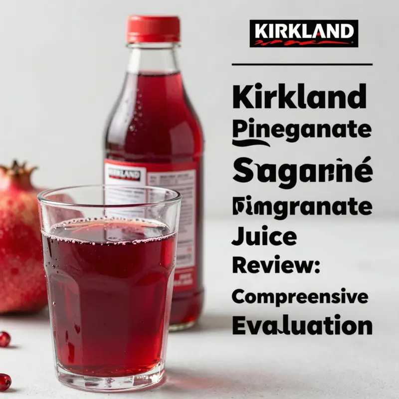 The nutritional highlights of Kirkland Pomegranate Juice, focusing on its calorie and sugar content.