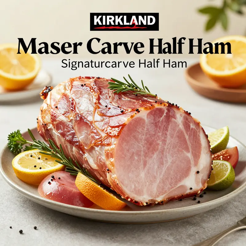 An appealing presentation of Kirkland Signature Master Carve Half Ham showcases its quality and culinary versatility.