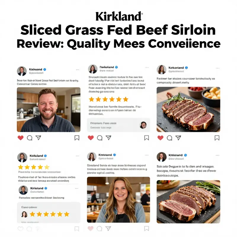 An overview of Kirkland’s Sliced Grass Fed Beef Sirloin showcasing its appealing presentation.