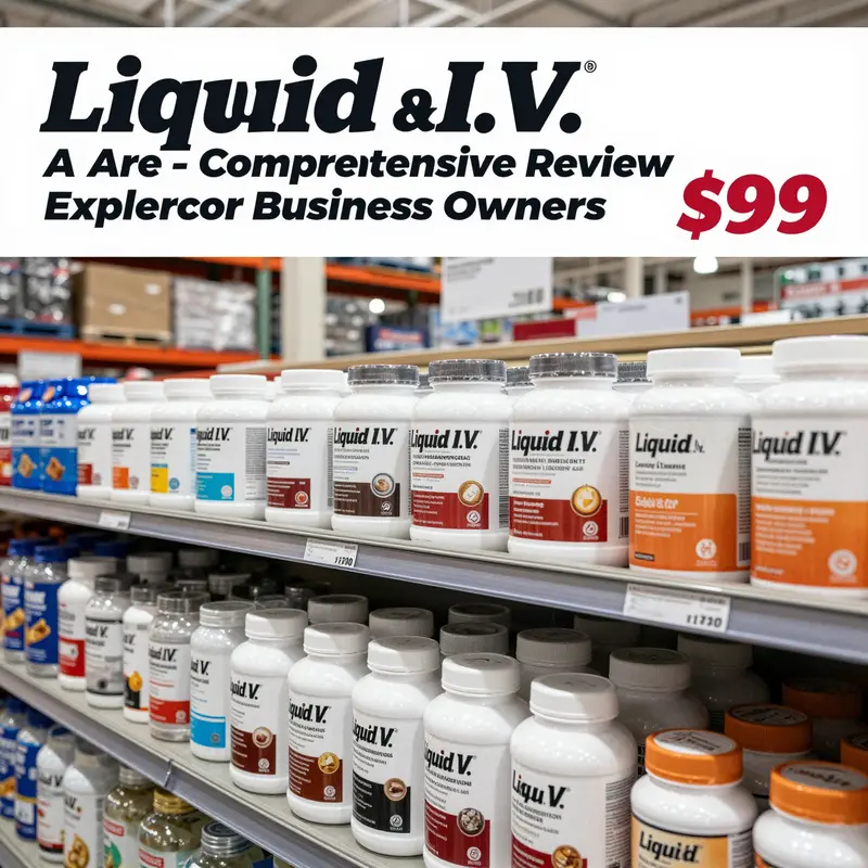 An overview of Costco's health supplement aisle, prominently featuring Liquid I.V. products.