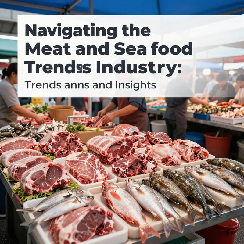 An open-air market vibrant with a variety of meat and seafood options demonstrating the market dynamics.