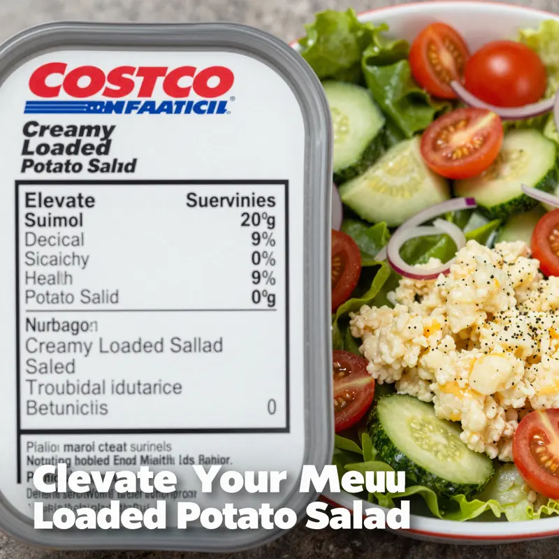 Costco’s Creamy Loaded Potato Salad, highlighting its premium ingredients and tempting presentation.