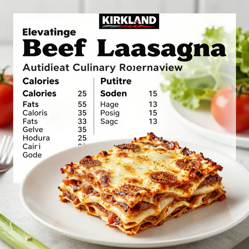 Kirkland Signature Beef Lasagna served hot, highlighting its appealing layers and cheesy texture.