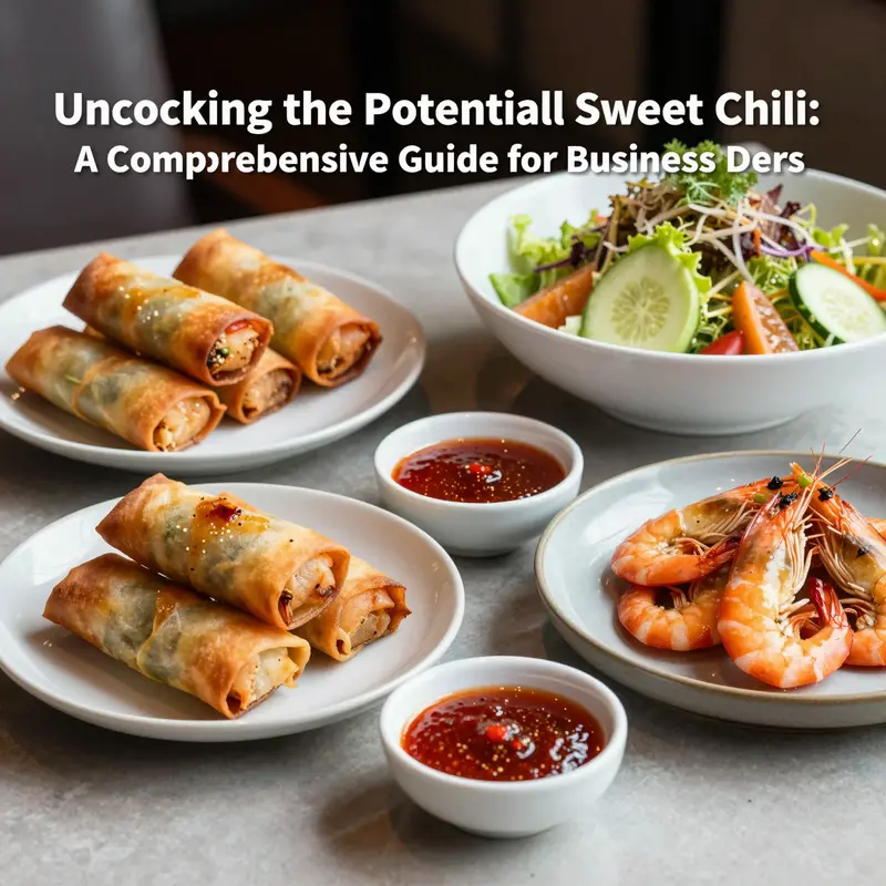 Core ingredients of Riceworks Sweet Chili sauce emphasizing its balanced sweet, spicy, and tangy flavor profile.