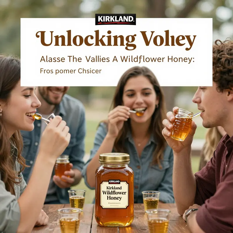 An illustration showing the affordable pricing of Kirkland Wildflower Honey, highlighting its value compared to premium alternatives.