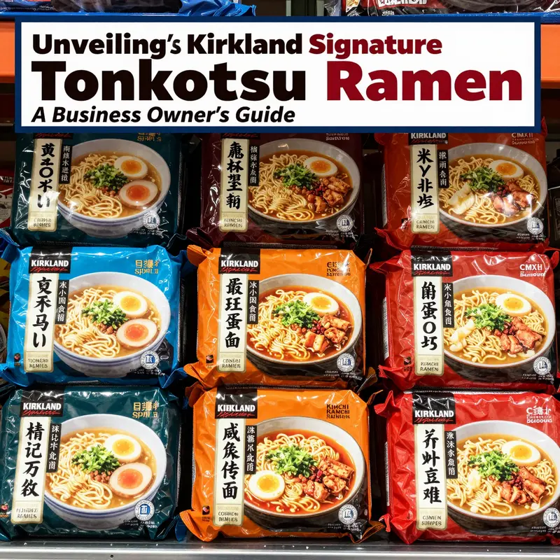 Kirkland Signature Tonkotsu Ramen presenting its rich broth and traditional garnishments.