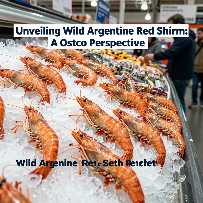 Freshly displayed Wild Argentine Red Shrimp at Costco, highlighting their quality and vibrant coloration.