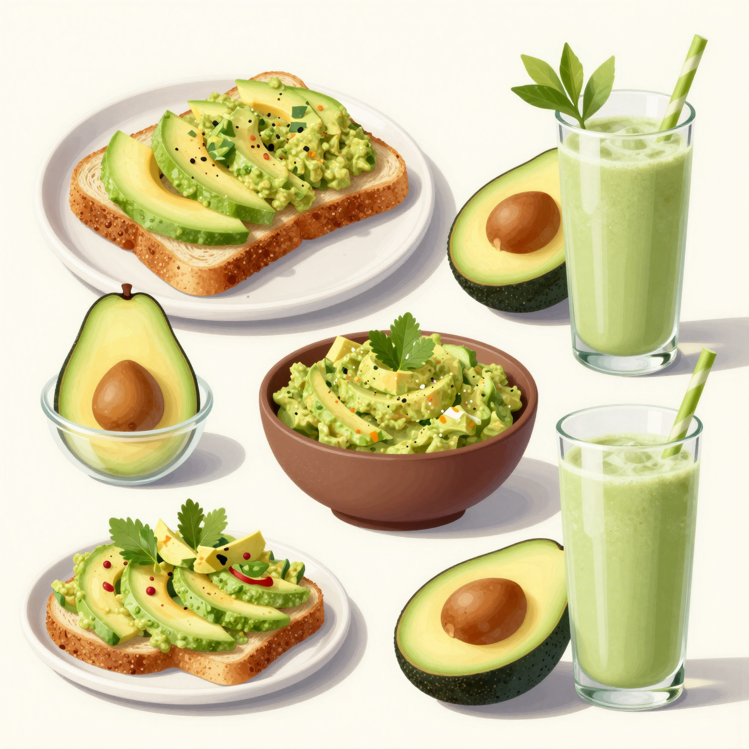 Various avocado dishes