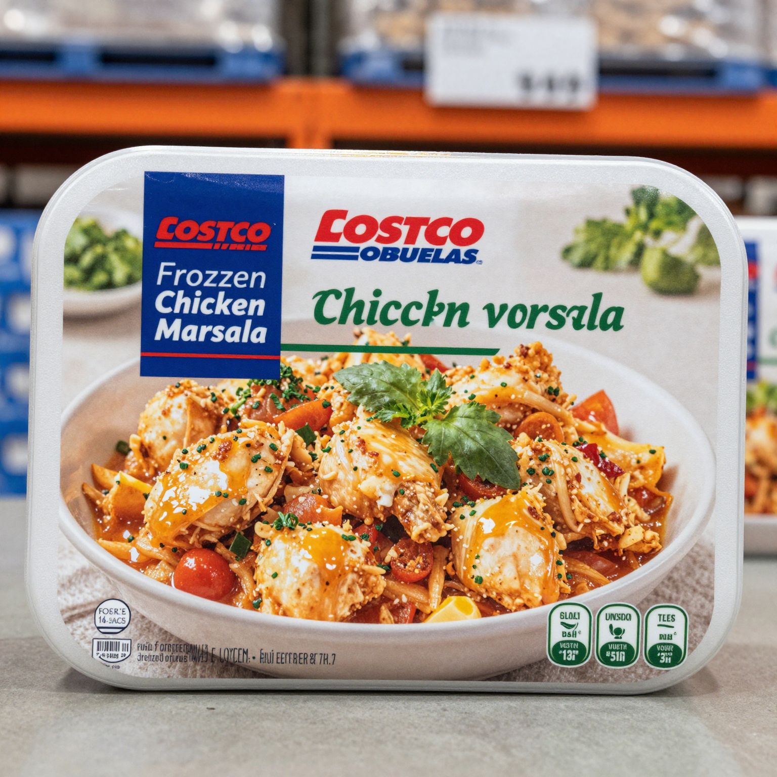 Frozen chicken marsala packaging from Costco