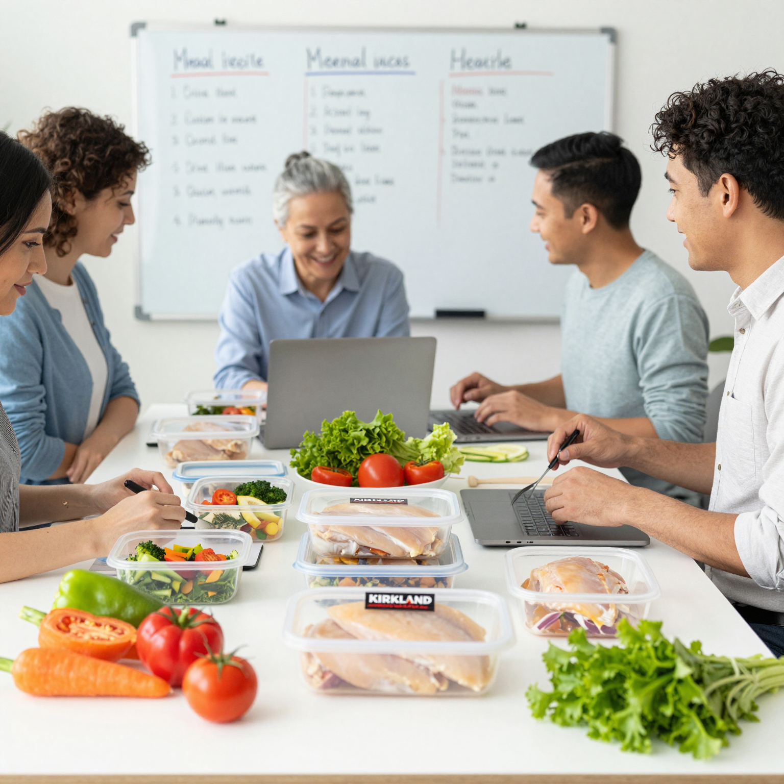 Business team planning healthy meals with Kirkland Costco chicken breast