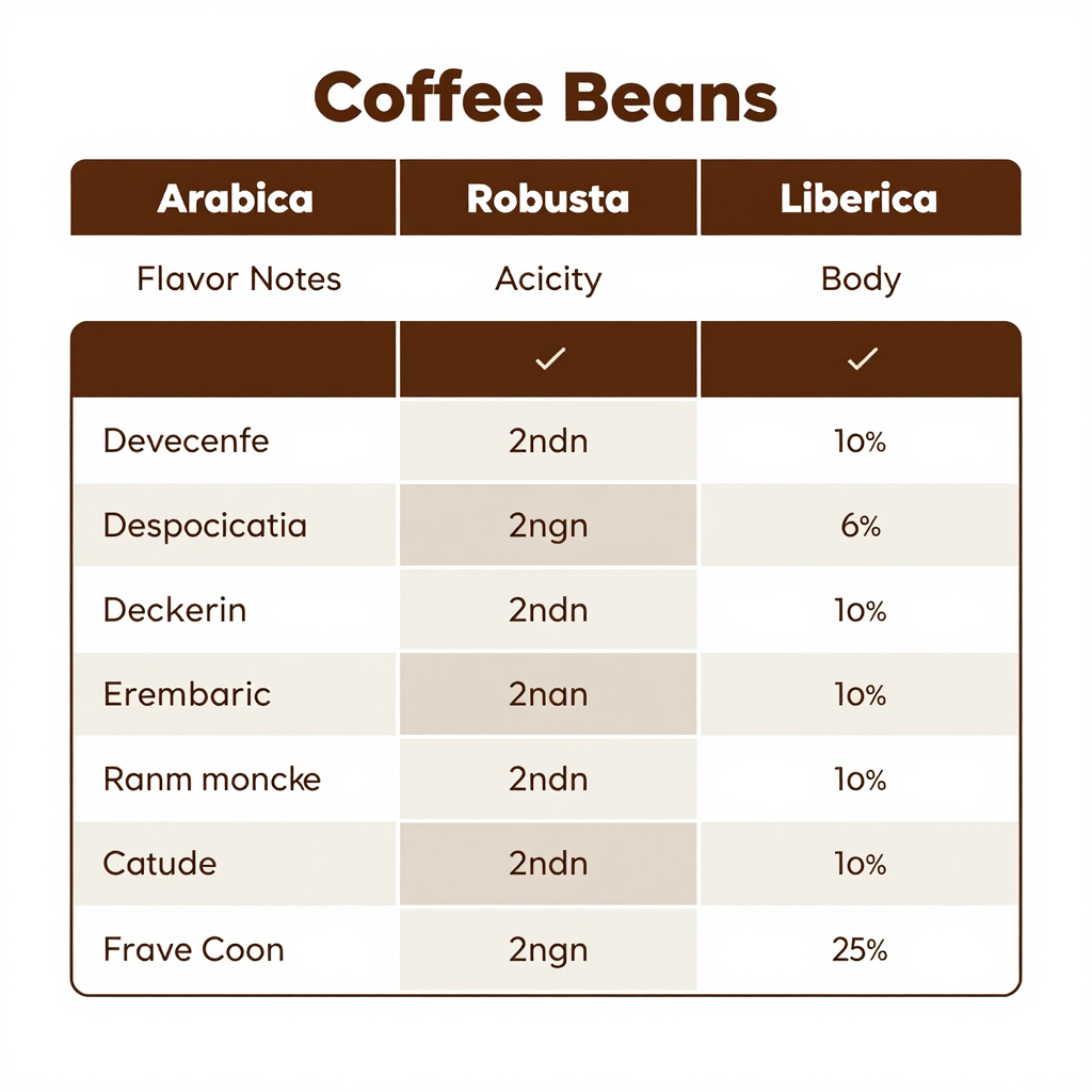 Coffee Bean Comparison Table