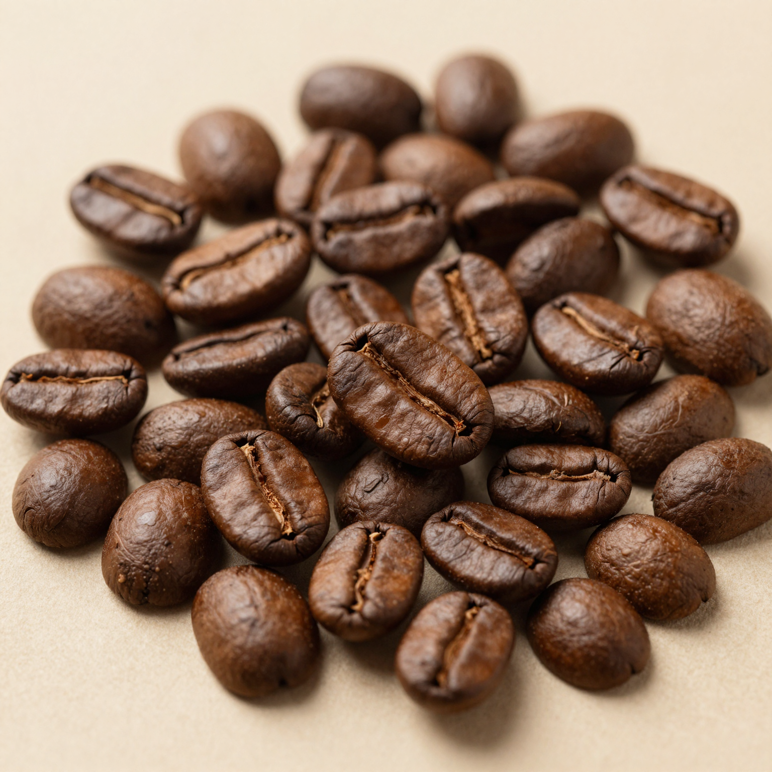 Arranged organic coffee beans