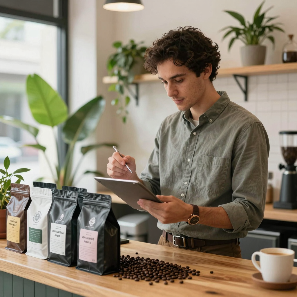 Business Owner with Organic Coffee