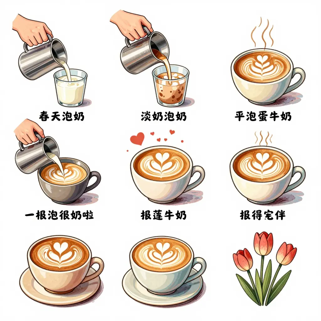 Latte Art Process Illustration