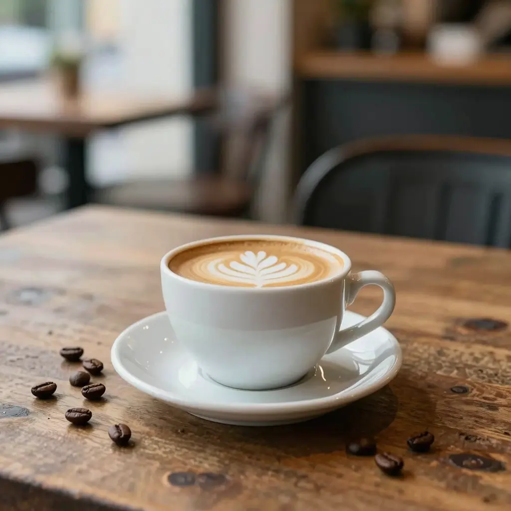 Cozy Café Scene with Milk Coffee