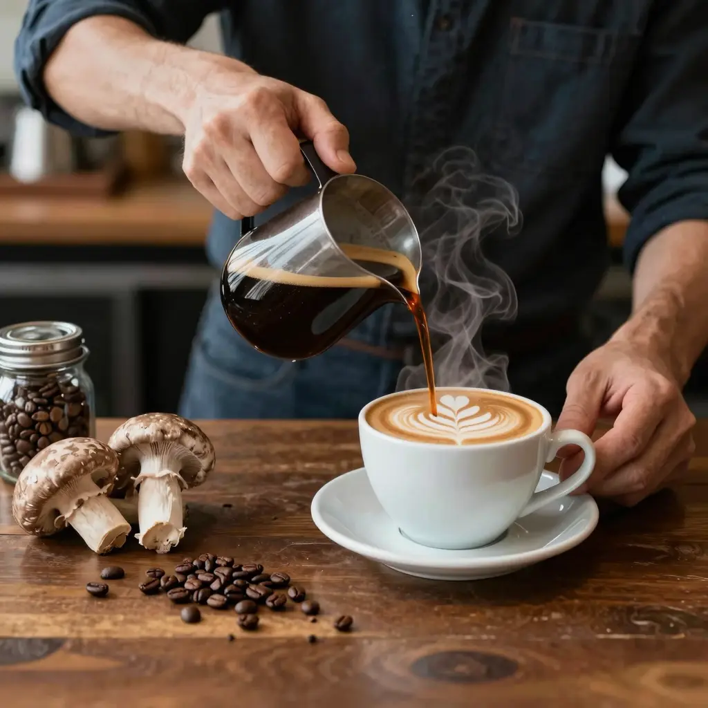 Barista Preparing Mushroom Coffee